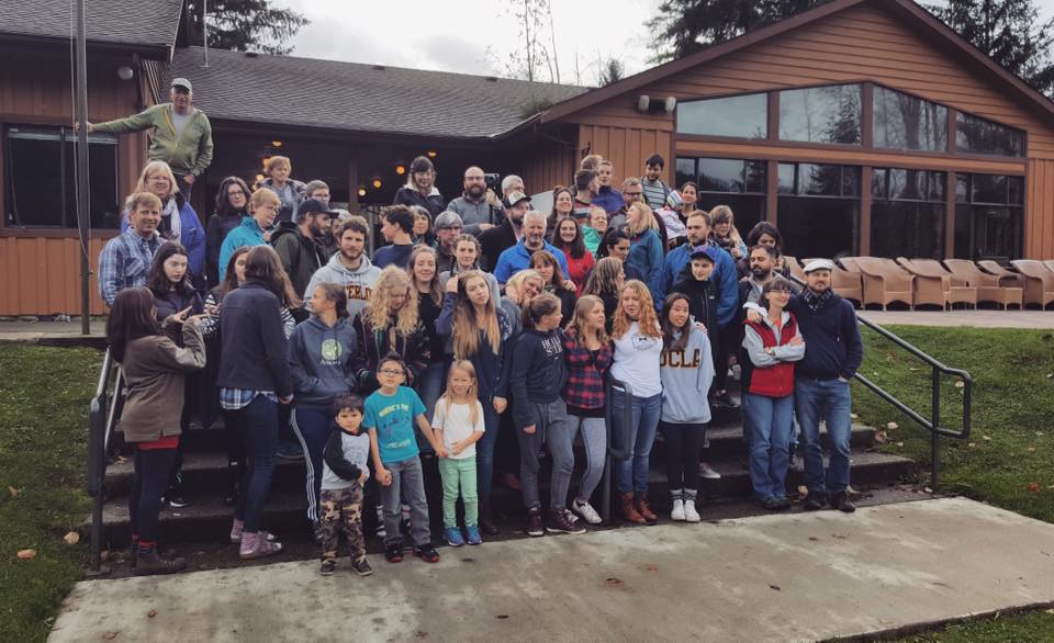 Group of community members in group photo for a church prayer walk retreat